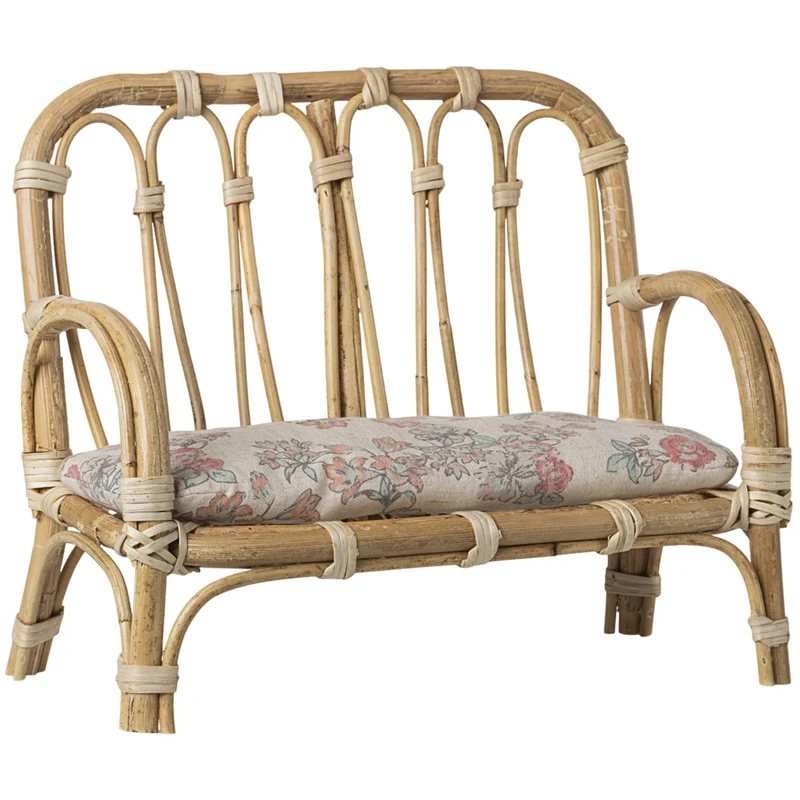 Maileg Rattan Sofa, Stor - Natur