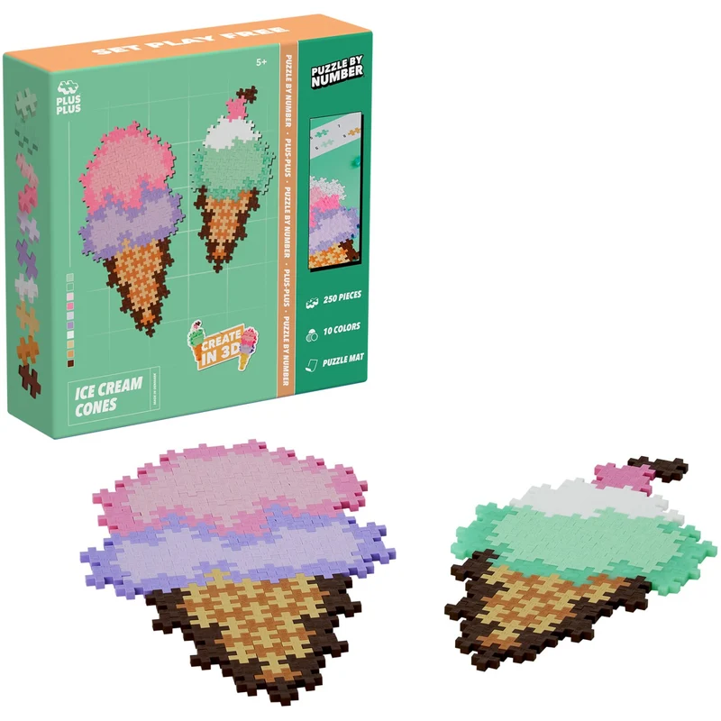 Plus-Plus Puslespil By Number Ice Cream Cones 250pcs