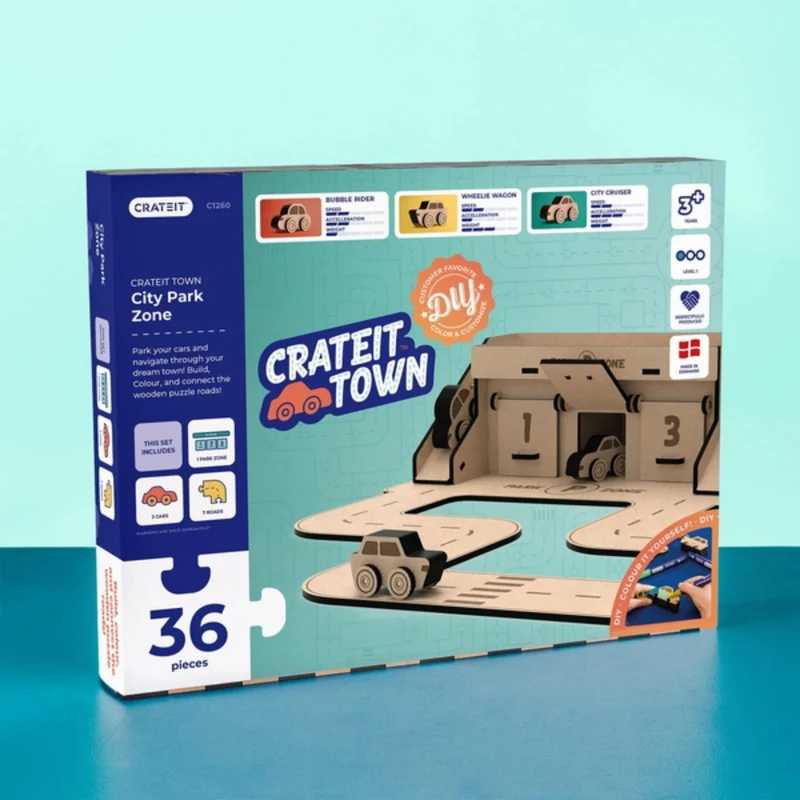 Crateit Town Wooden Legetøj City Park Zone