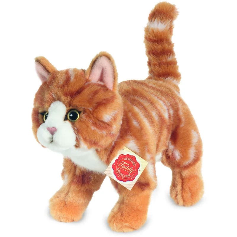Teddy Hermann Stående Kat Rødstribet 20 Cm