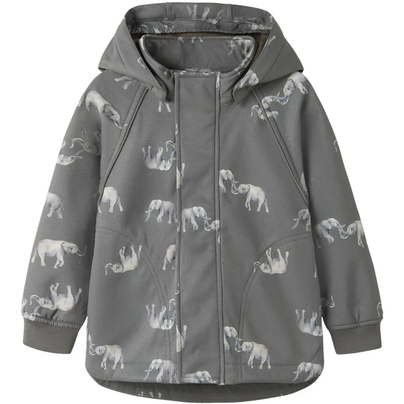 Name It Quiet Shade Elephant Nmmalfa08 Softshell Jakke AOP Fo1