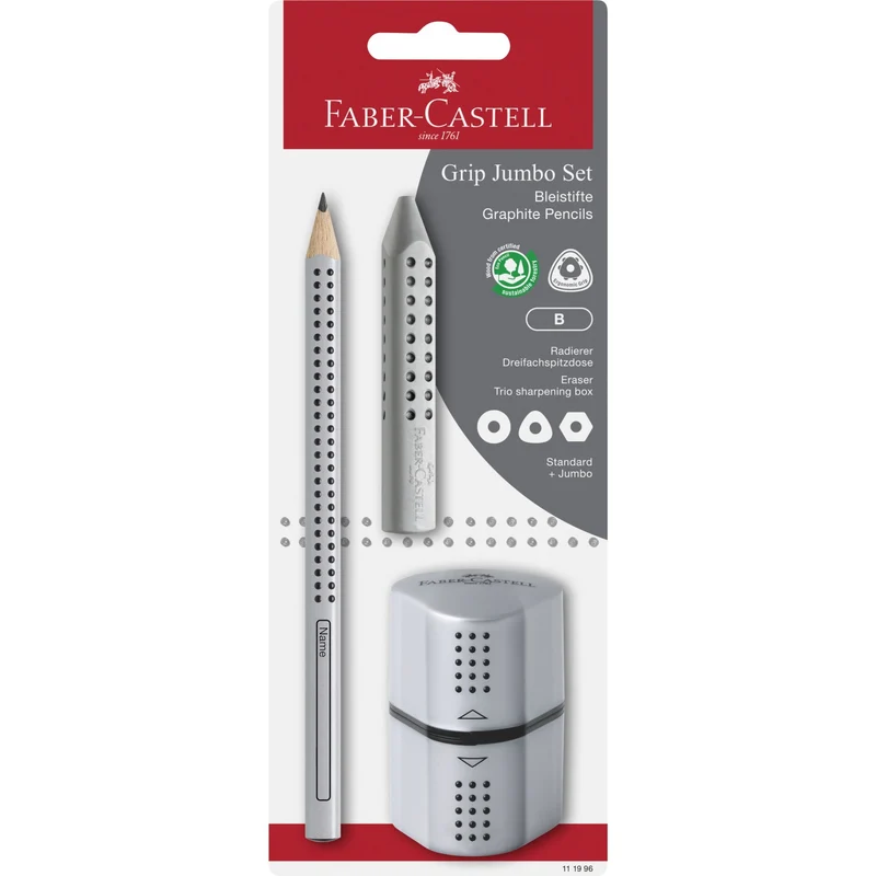 Faber-Castell Jumbo Grip Skolesæt Sølv