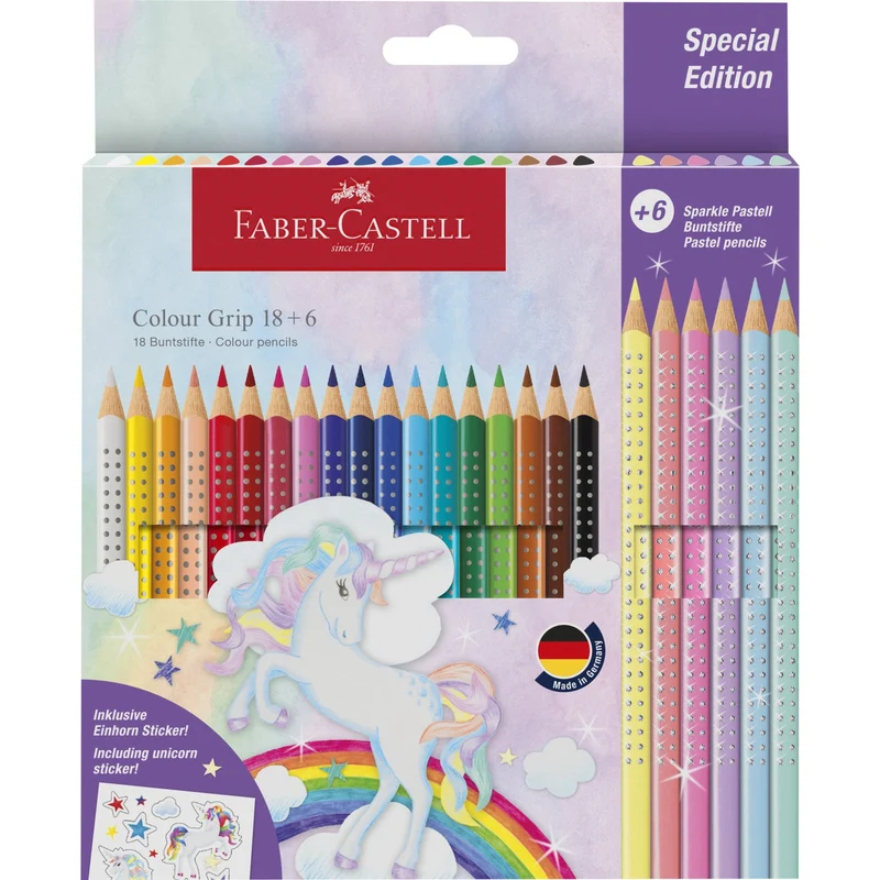 Faber-Castell 18+6 Grip Unicorn Farveblyanter, Sparkle