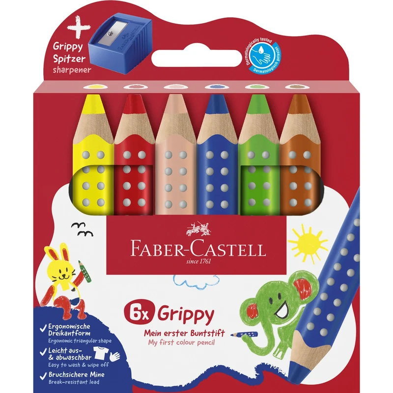 Faber-Castell Grippy XXL Jumbo 6 Ass+Spidser