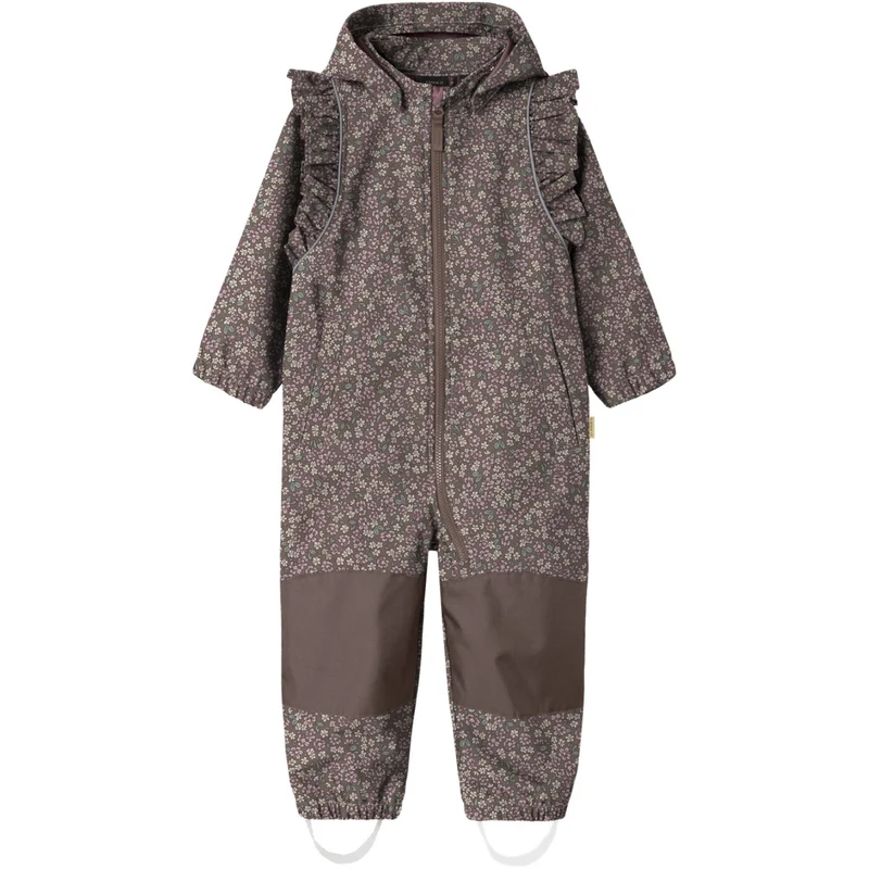 Name It Brown Lentil Flower Field Nmfalfa08 Softshell Dragt Flæse AOP Fo