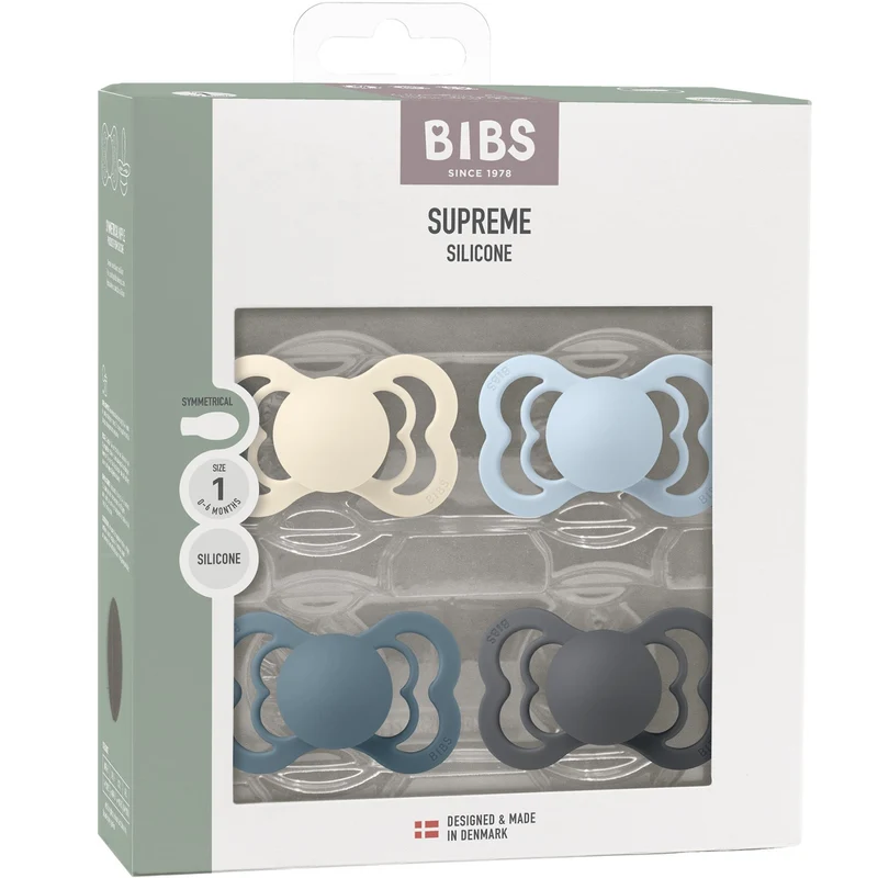 Bibs Ivory/Baby Blue/Petrol/Iron Sut Supreme 4-Pak Silikone