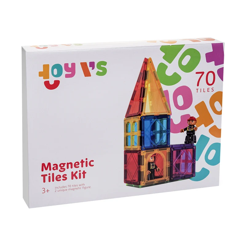 ToyVs Tile Magnets 70 Magnetic Shapes 2 Magnetic Figures 3D STEM Building Blocks for Ages 3+