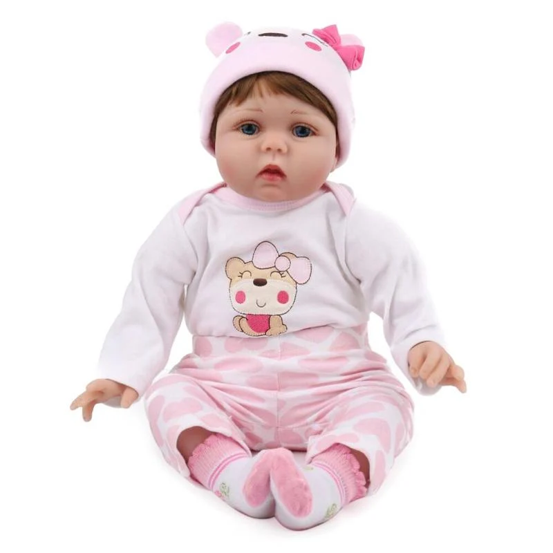 NPK 55cm Cute Artificial Soft Silicone Simulation Reborn Baby Dolls Toys