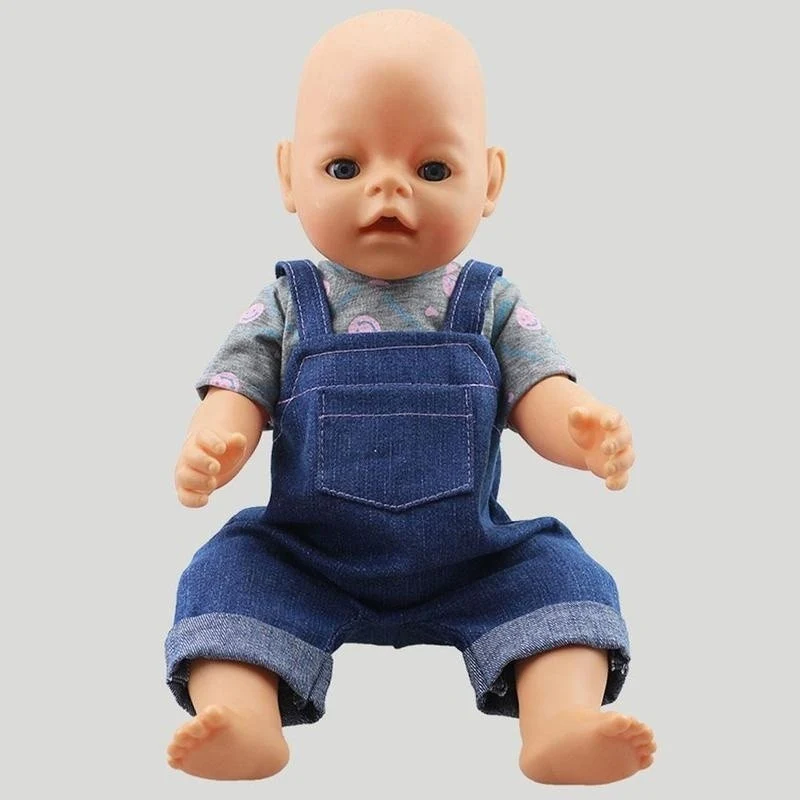 High quality Boutique Summer 18 Inch Doll, Doll Clothing To Wear Patch Pocket Cowboy Suspenders Doll Clothing Pants