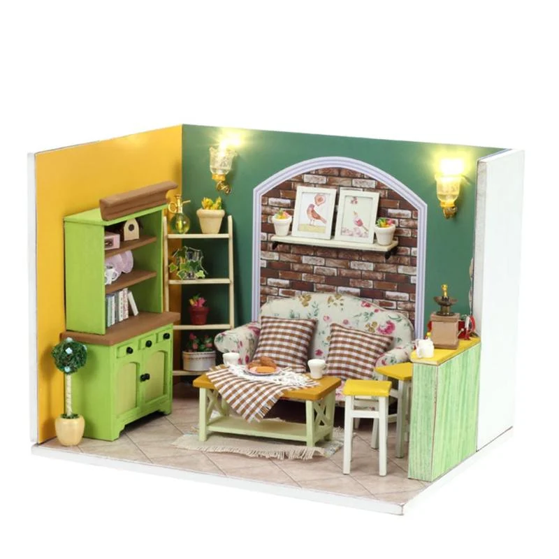 Cute Baby 3D DIY Doll House Toys Wooden Miniature Dollhouse Furniture Kit Assembly Toys for Children Christmas Decorations Gifts