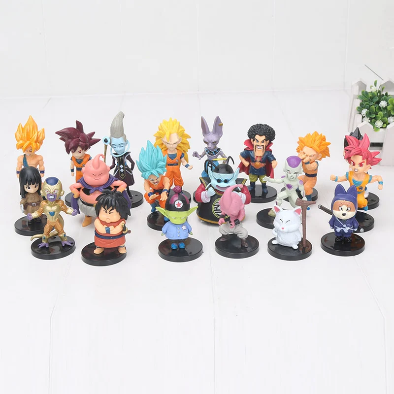 Dragon Ball Z Action Figures Toys 20pcs/set Son Goku Vetega Majin Buu Freeza Beerus Whis Mark Karin Gotenks