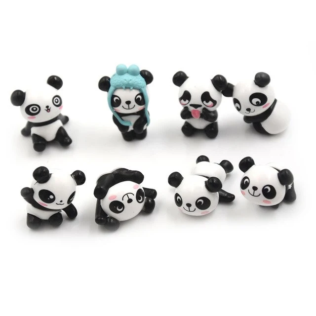 Kawaii Panda Action Figures Mini PVC Preschool Toy Set Peripherals Kids Children Birthday Gift 8Pcs/set
