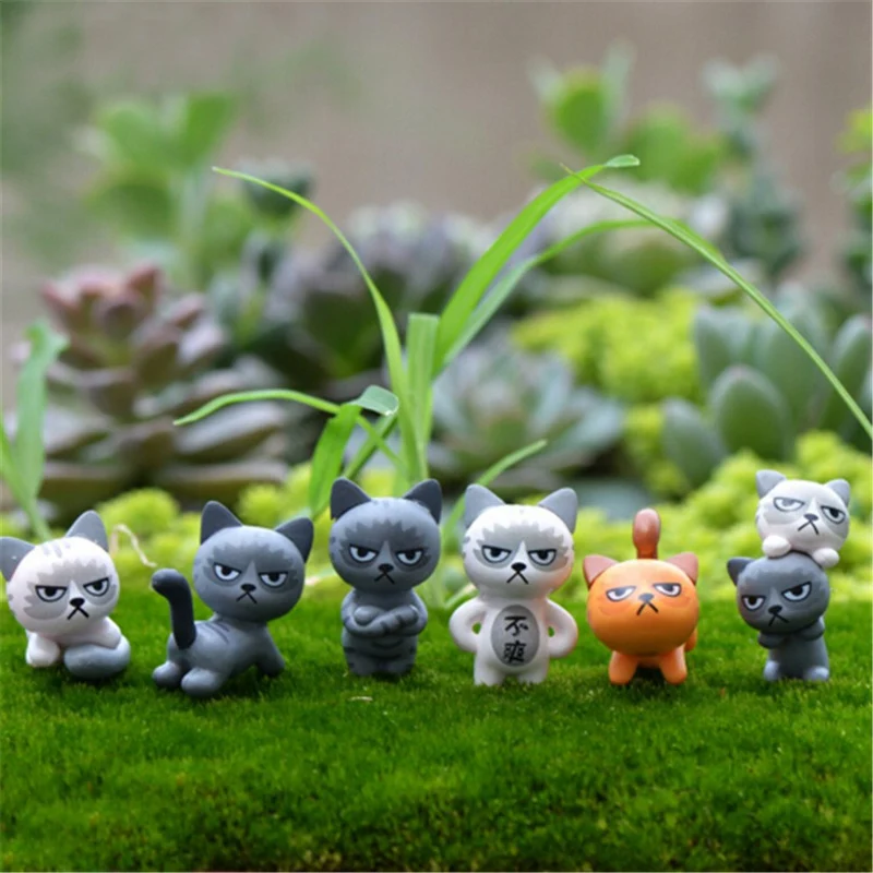 6pcs/set Lovely Unhappy Cats Action Figure Toy Children Toy Baby Room Decoration Kids Gifts 3-4cm New Arrival