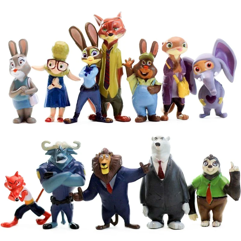 Zootopia action FigureToys 12Pcs/Set Nick Wilde Judy Hopps Kids Gift Doll Plastic Anime Action Figure Toy WJ426