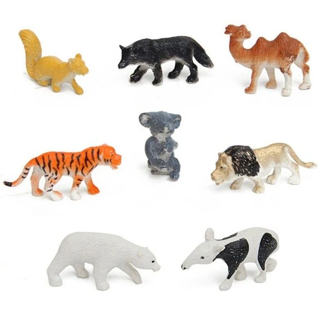 Multi-Colored 8pcs Kids of Wild Animal Figures Toys Hard Plastic Kid Children Animal Model Set Action Toys Kit Developmental Toy