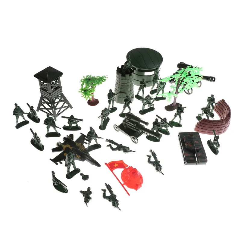 Plastic Model Playset Toy Soldiers 5cm Action Figures Soldiers Army Men Accessories Army Sand Scene Model Sand Table Accs 37Pcs