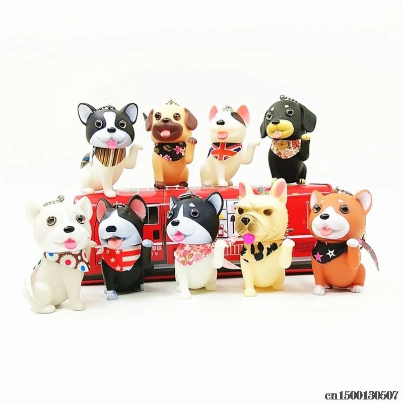 British Style Cute Dog Puppy Toy School Backpack Ornaments Bag Parts Pendant Action Figures Kids Toy Drop Ship