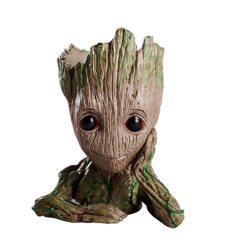 Christmas Kids Groot Flower Pot Cute Action Figures Toy Pen Pot Holder PVC Hero Model Baby Tree Man Garden Flower Plant Pot