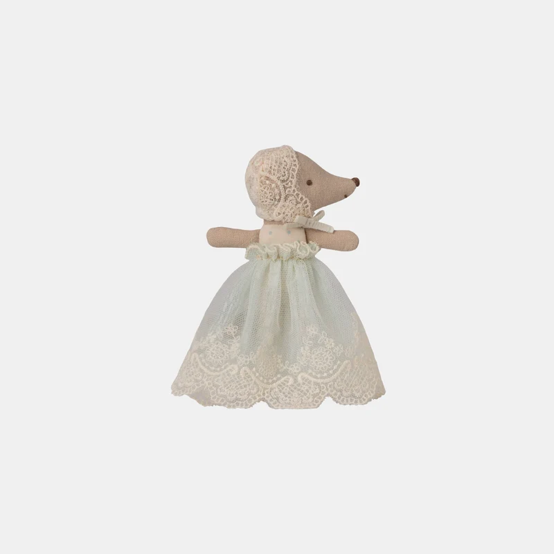 Babymus i klänning, mint