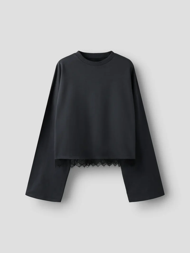 Bella långärmad topp, black oyster