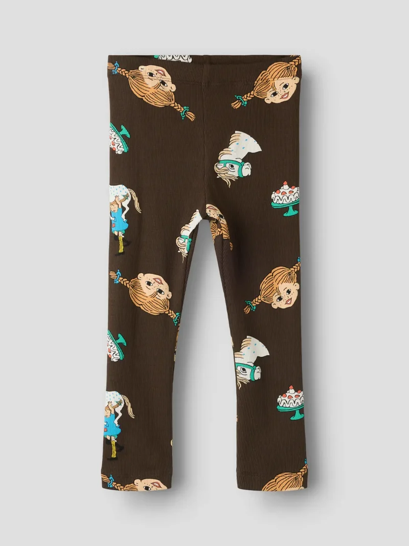 Leggings med Pippi Långstrump, brun