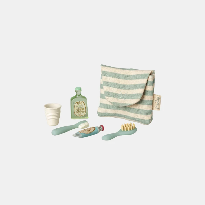 Toothbrush set in bag, mouse, blue stripe