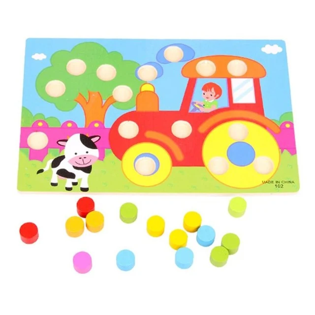Color Cognition Board Wooden Toy Jigsaw Montessori Educational Toy for Kids