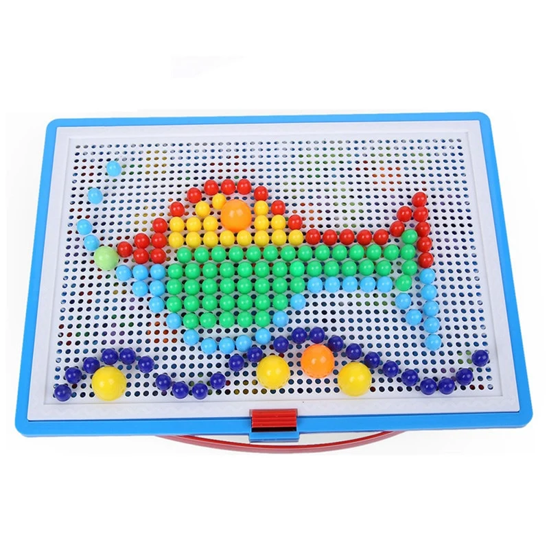Educational Toys Puzzles 296pcs Creative Mosaic Toy Picture Puzzle Children Nail Composite House Kids Toys Random Color