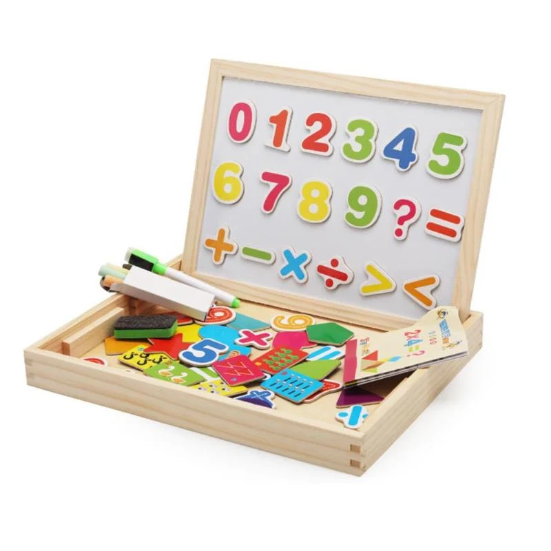 Baby Wooden 3D Puzzles Multifunctional Digital Board Double Side Magnetic Toys Jigsaw Puzzle Educational Drawing Toy