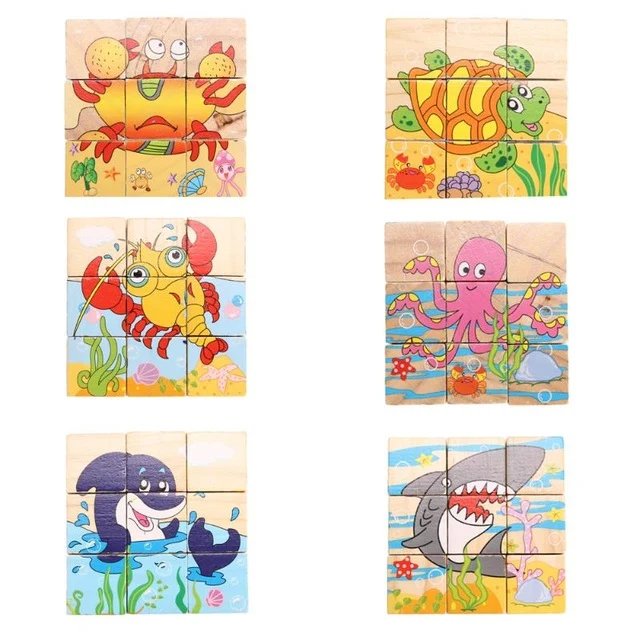 Wooden 3D Jigsaw Puzzle Board Kids Child Multicolor Cartoon Tangram Baby Montessori Toy Educational Toys for Children Kids