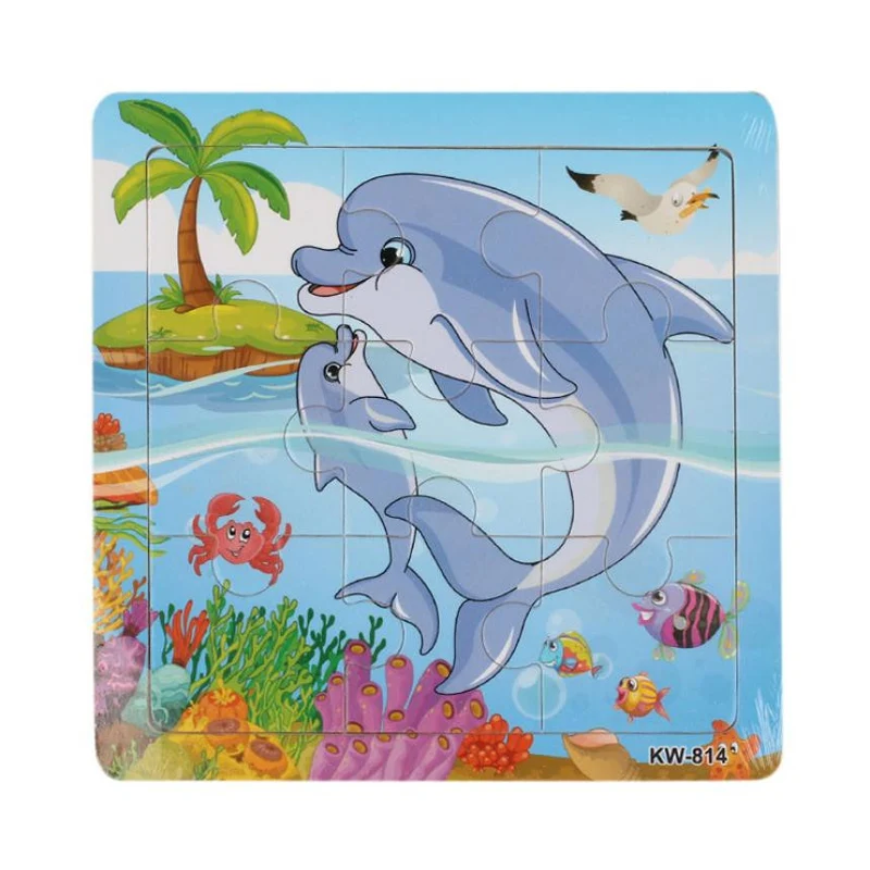2016 High Quality Dolphin Wooden Jigsaw Toys For children Educational Toy Puzzles Brain Teaser Puzzle Kid toys Wood Puzzles toy