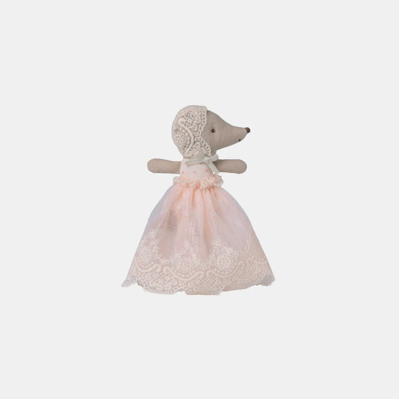 Babymus i klänning, rosa