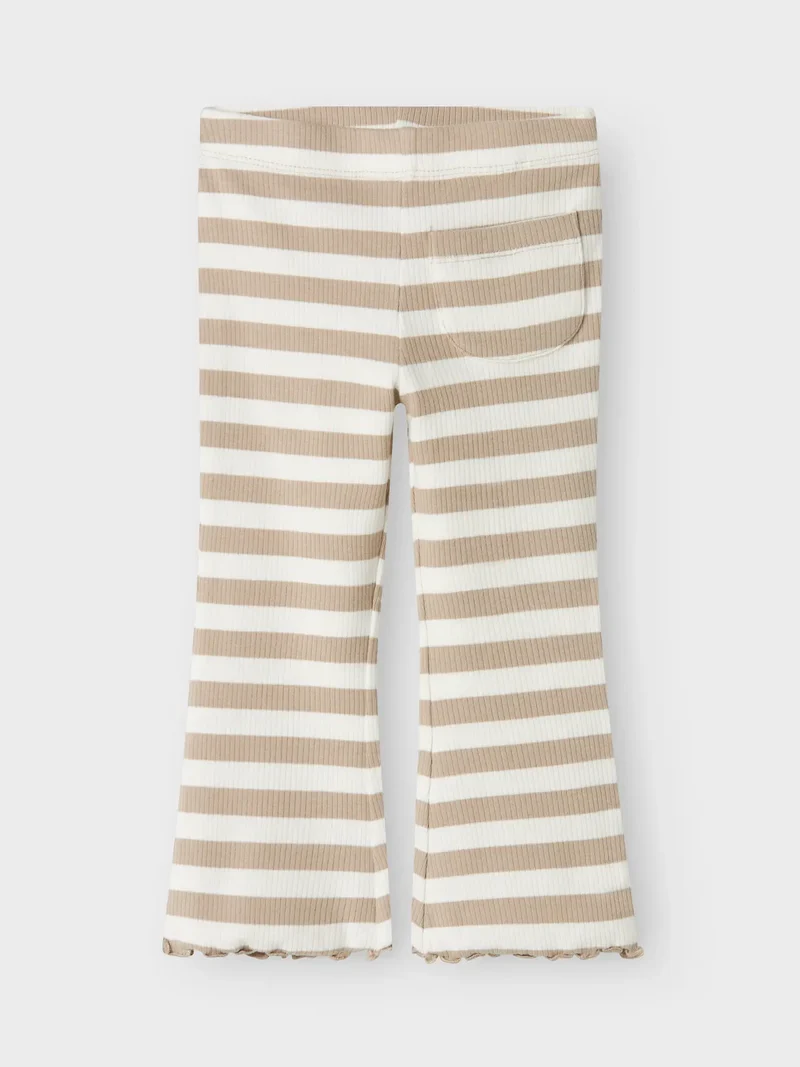 Utsvängd randig byxa Taia, beige