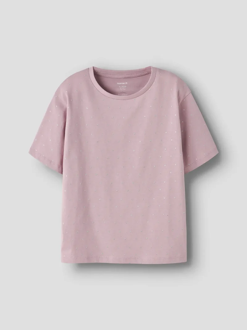 T-shirt med glitter rosa