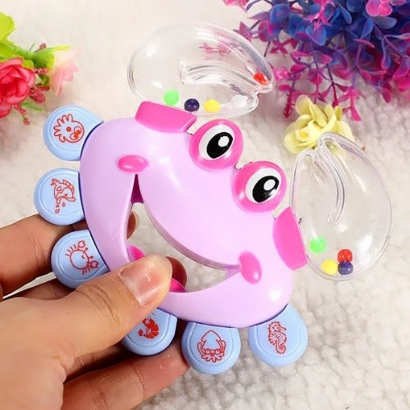 Baby Kid Toy Jingle Musical Educational Shaking Rattle Plastic Crab Random Color