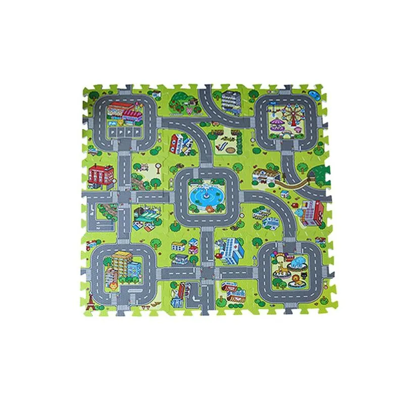 9pcs Baby EVA Foam Puzzle Play Floor Mat Toddler Traffic Route City Road Interlocking Tiles Ground Pad Carpet Play Crawling Mat