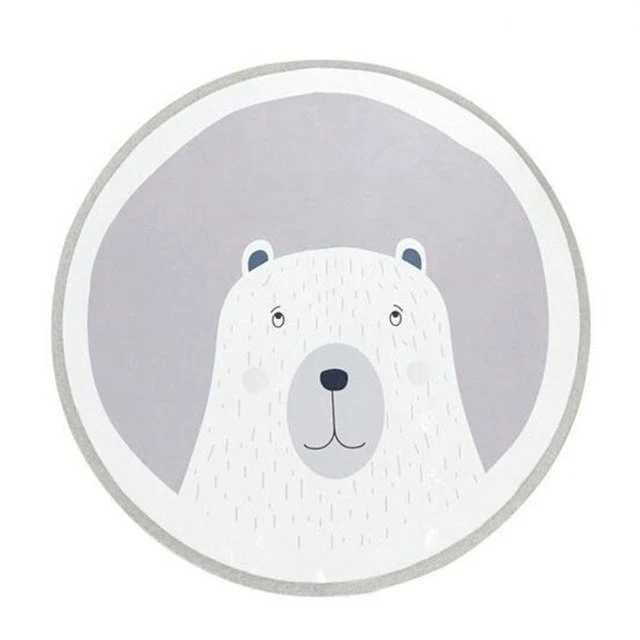 Cute Cartoon Animal Printed Round Baby Infant Play Mats Non-Slip Crawling Carpet Floor Rug Game Pad Children Room Decor