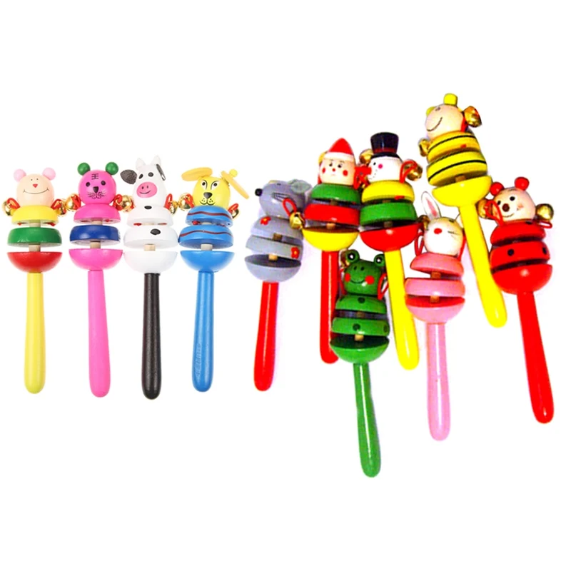 1pcs Baby Toys Rattles Wooden Activity Bell Stick Shaker Baby Toys for Newborns Children Mobiles Rattle Baby Toy Random