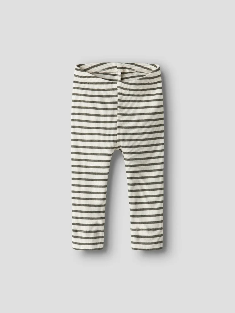 Ribbade randiga leggings Bani - dusty olive
