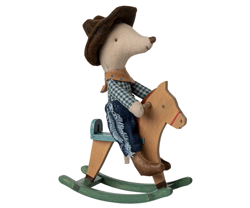 Cowboy mouse on rocking horse