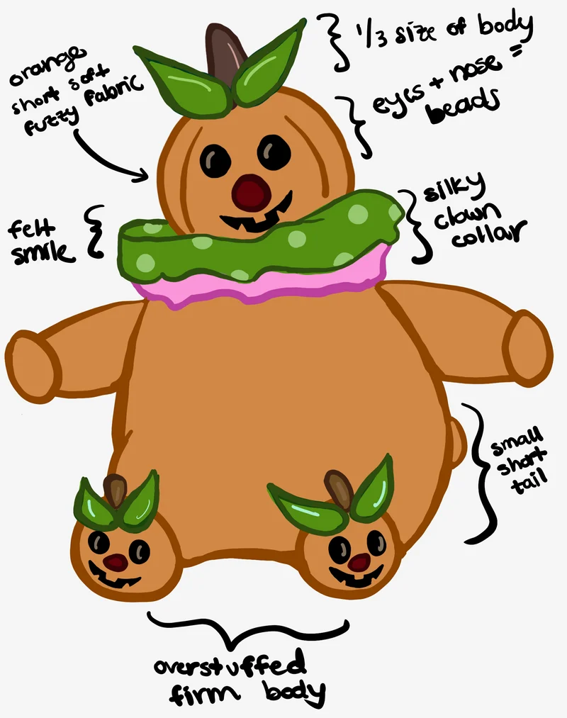Custom replica Jack-o-Lantern plush from the picture