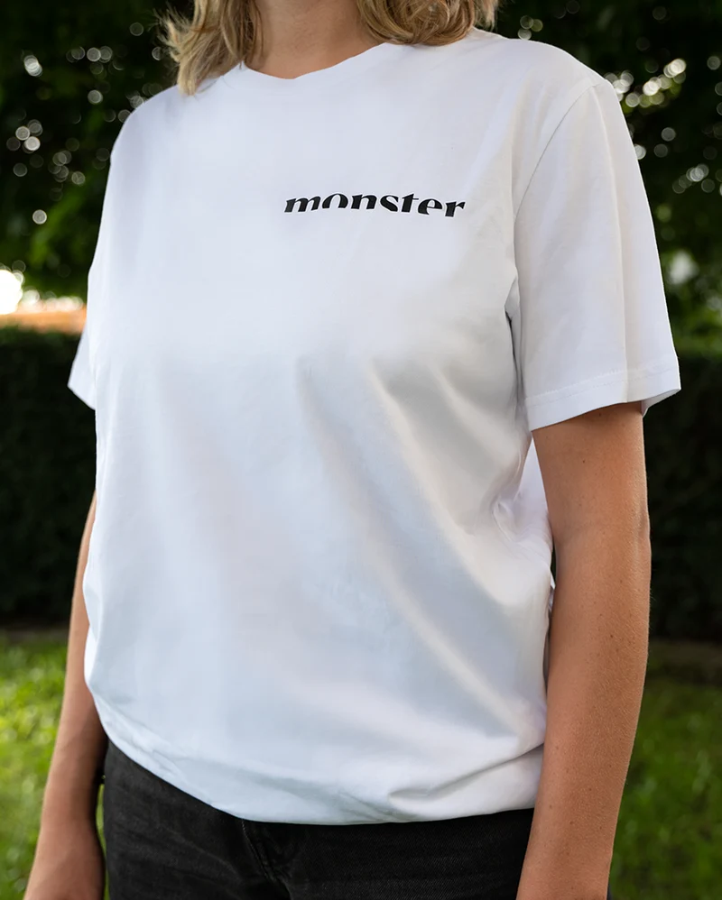 T-shirt White Monster Crew